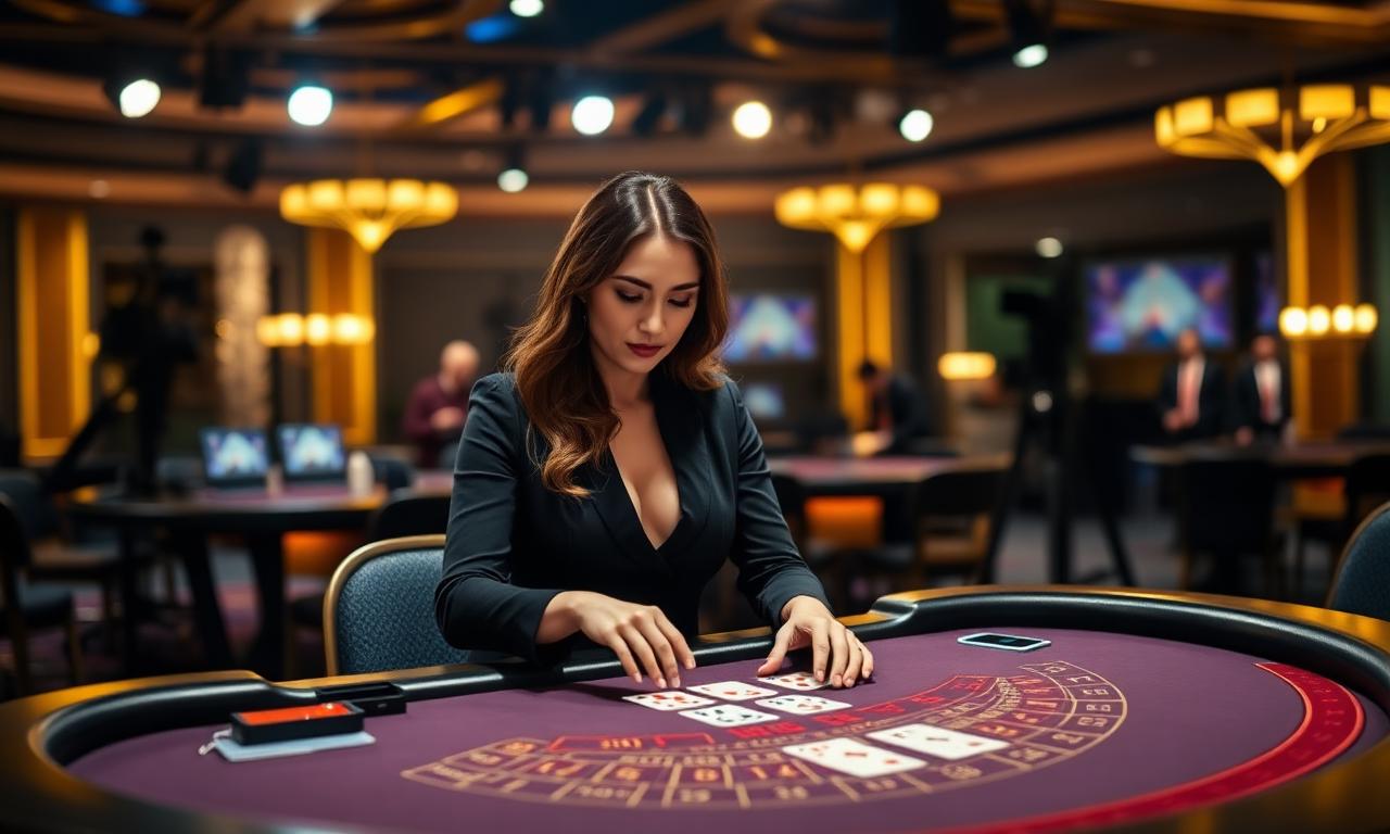 Professionele live dealer aan een Nederlandstalige blackjack tafel